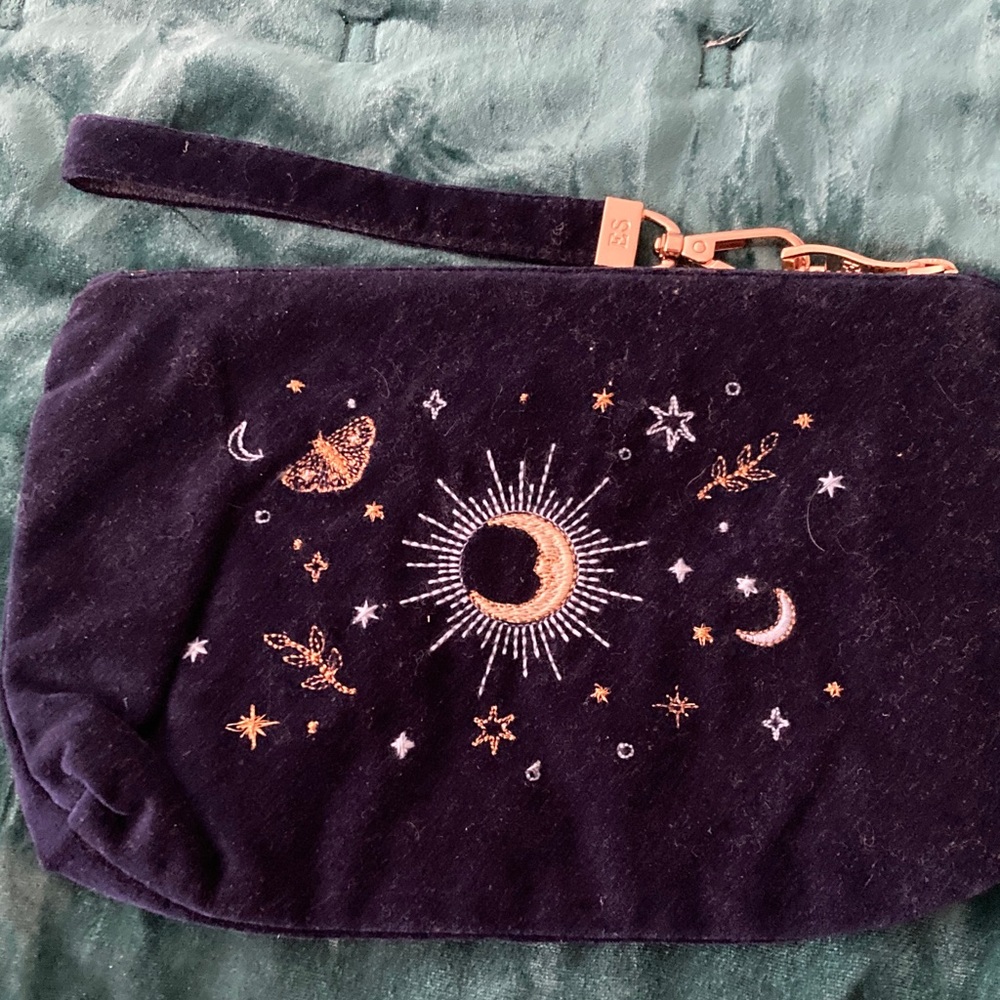 Elizabeth Scarlett navy celestial pouch with wrist strap. - Picture 2 of 4